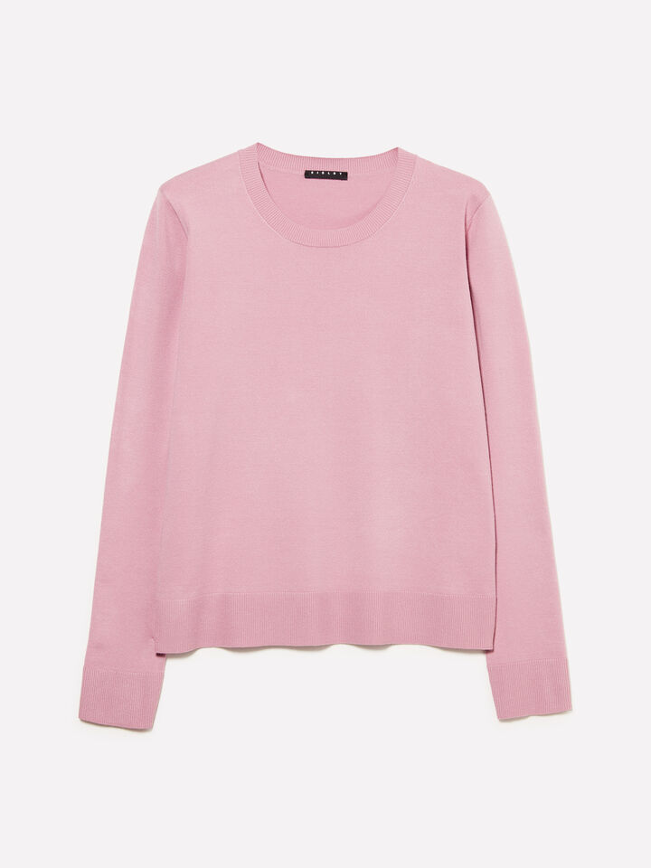 Mauve crew neck top - women's crew neck sweaters - Pink | Sisley image number 1